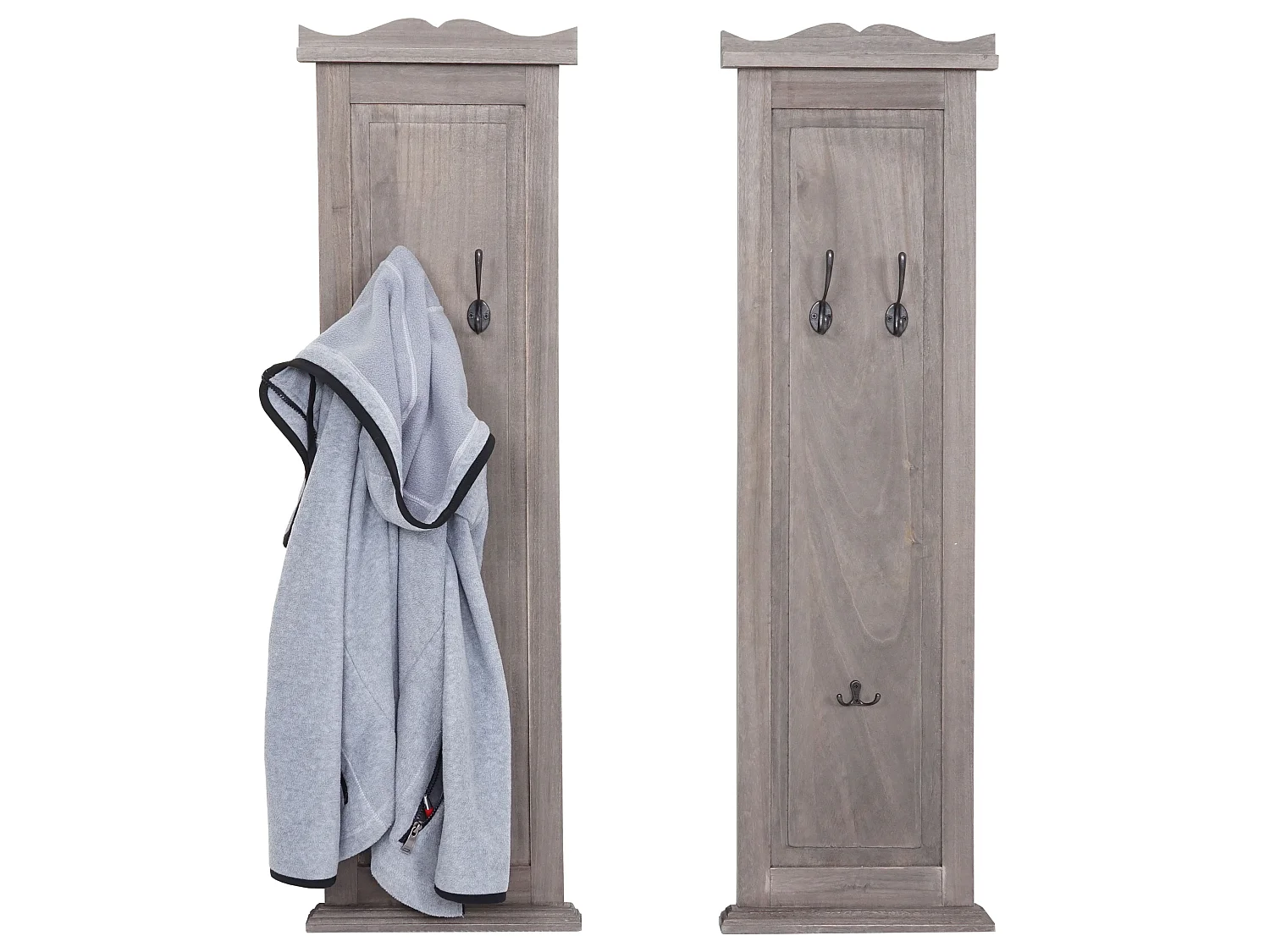 Perchero de pared H33 (juego de 2),  gris-marrón shabby