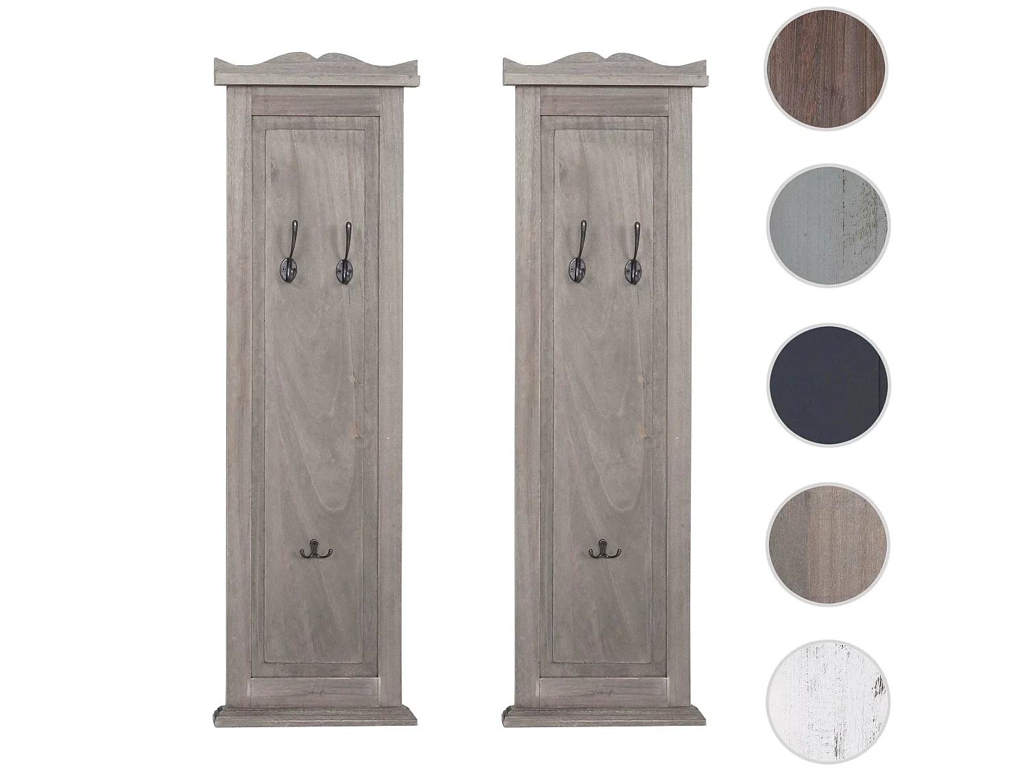 Perchero de pared H33 (juego de 2),  gris-marrón shabby