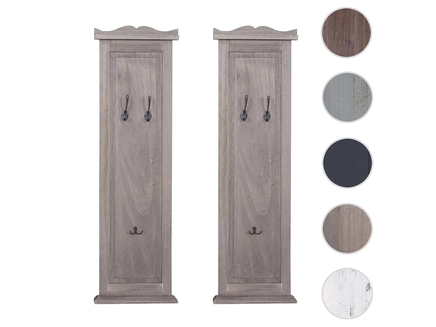 Wieszak ścienny H33 (zestaw 2 szt.),  szaro-brązowy shabby