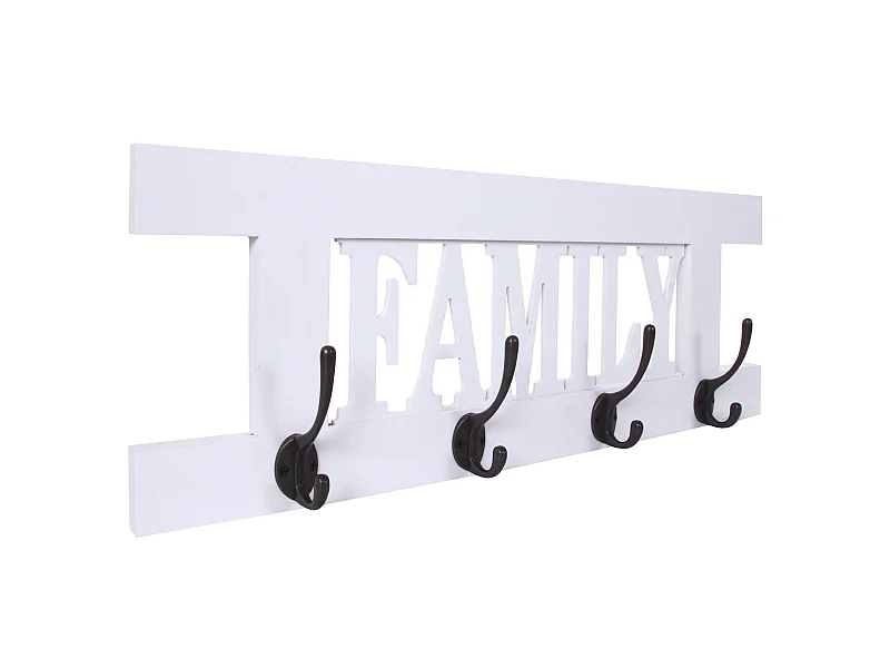 Wandkapstok MCW-C60 Family Shabby-look,  wit gelakt