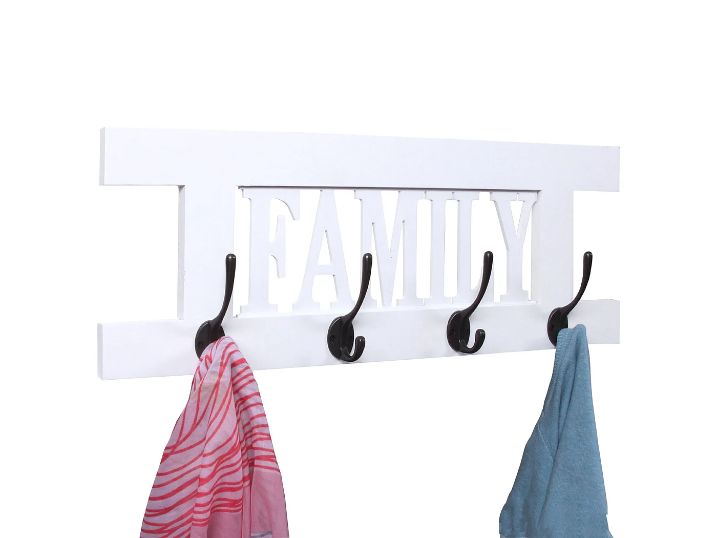 Portemanteau mural MCW-C60 Family Shabby-Look,  blanc shabby