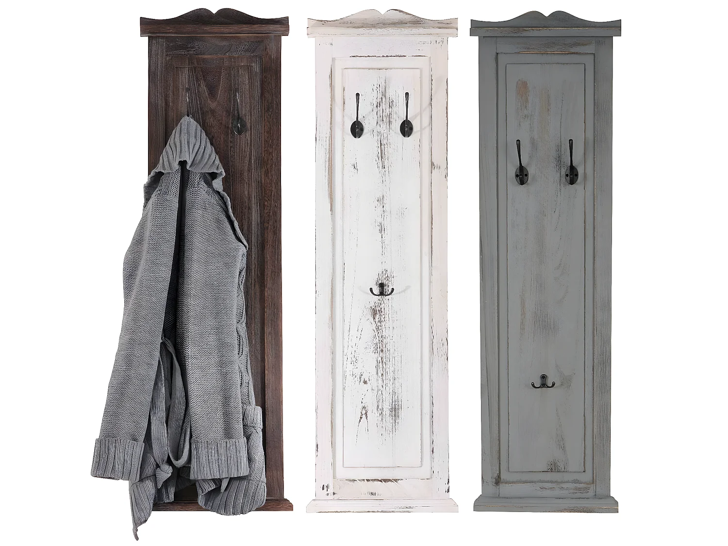 Perchero de pared H33 (juego de 2),  gris shabby