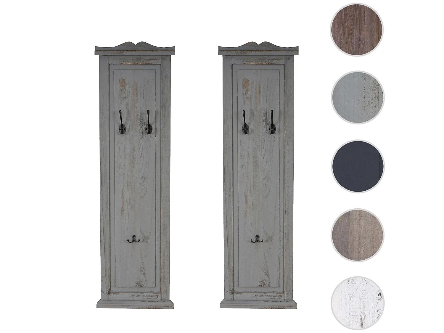 Perchero de pared H33 (juego de 2),  gris shabby