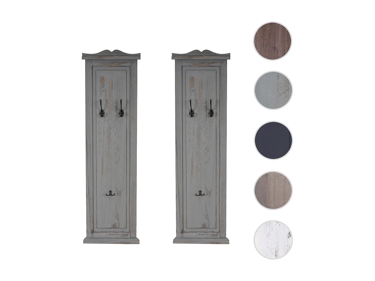 Portemanteau mural H33 (lot de 2),  shabby, vintage, gris