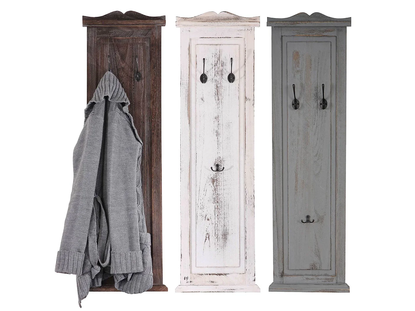 Wieszak ścienny H33 (zestaw 2 szt.),  szary shabby