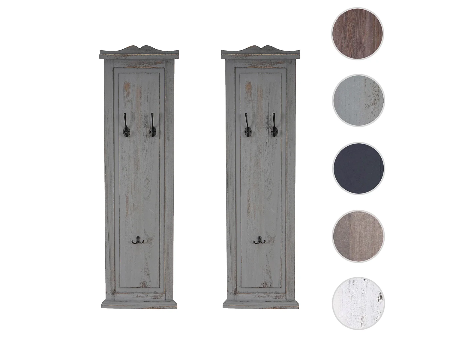 Wieszak ścienny H33 (zestaw 2 szt.),  szary shabby