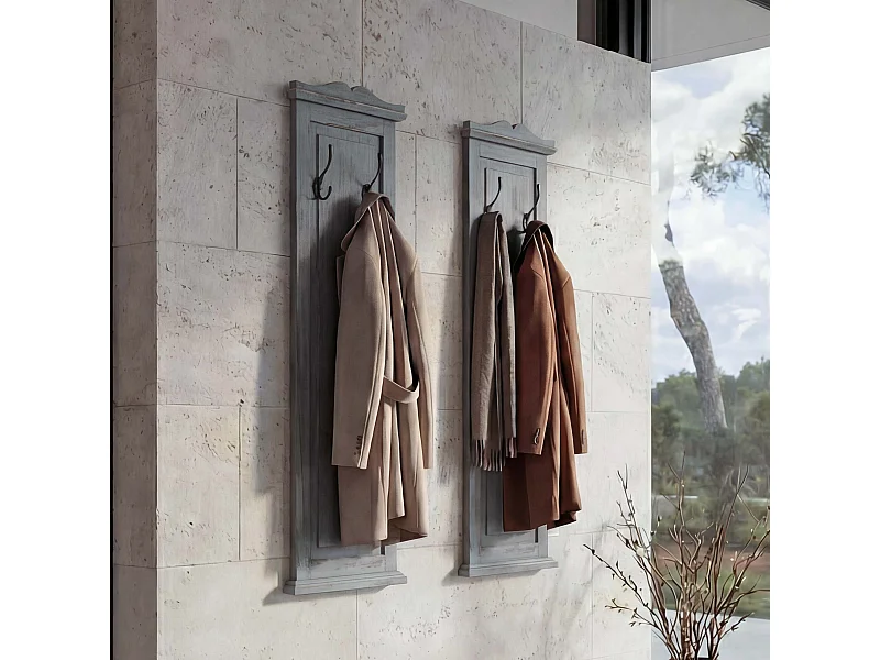 Portemanteau mural H33 (lot de 2),  shabby, vintage, gris