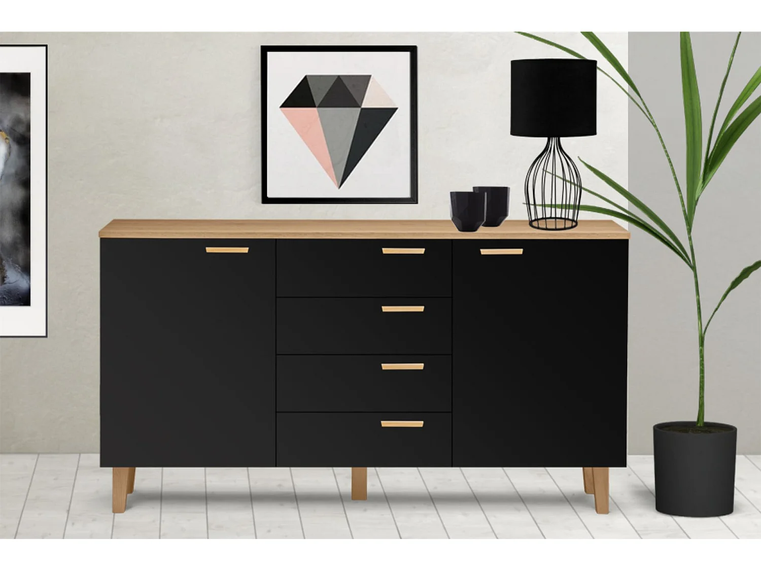 Kombikommode  - schwarz - FRISK