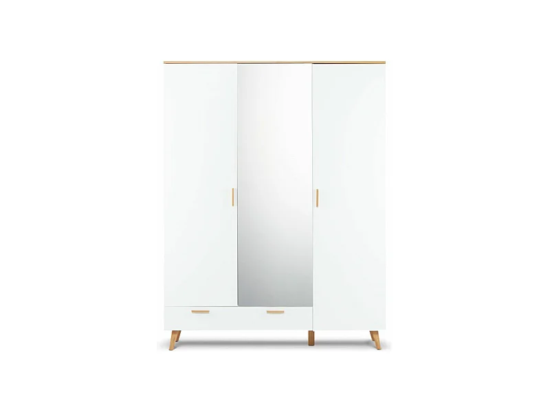 Verspiegelter Kleiderschrank  - weiß - FRISK