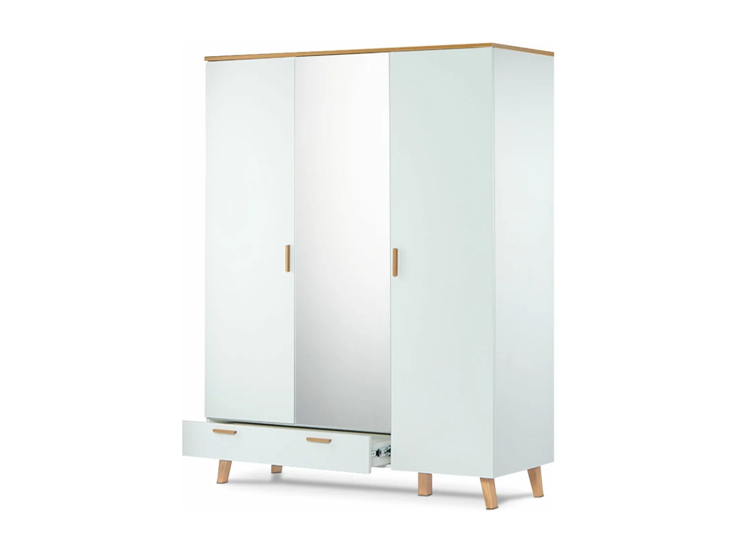 Verspiegelter Kleiderschrank  - weiß - FRISK