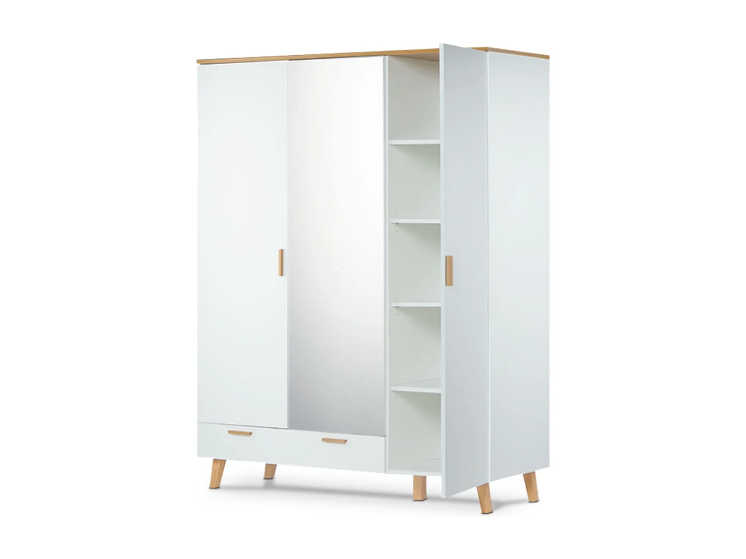 Verspiegelter Kleiderschrank  - weiß - FRISK