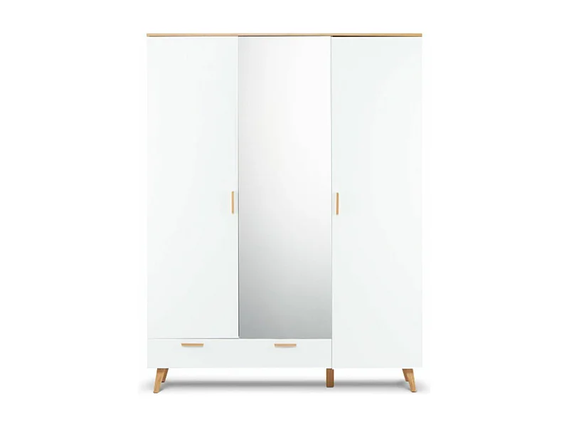 Verspiegelter Kleiderschrank  - weiß - FRISK