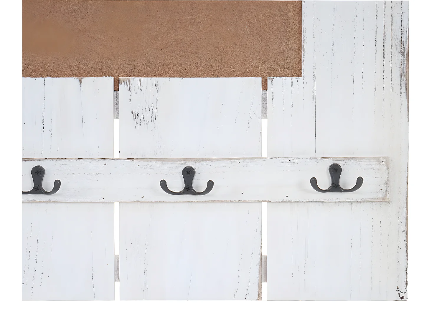 Portemanteau mural MCW-C89 avec tableau d'affichage,  blanc shabby