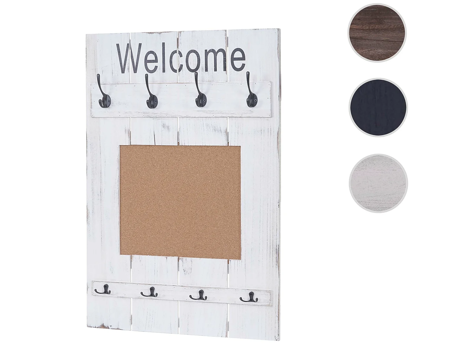 Portemanteau mural MCW-C89 avec tableau d'affichage,  blanc shabby