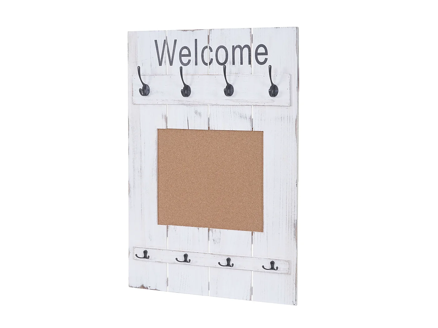 Portemanteau mural MCW-C89 avec tableau d'affichage,  blanc shabby