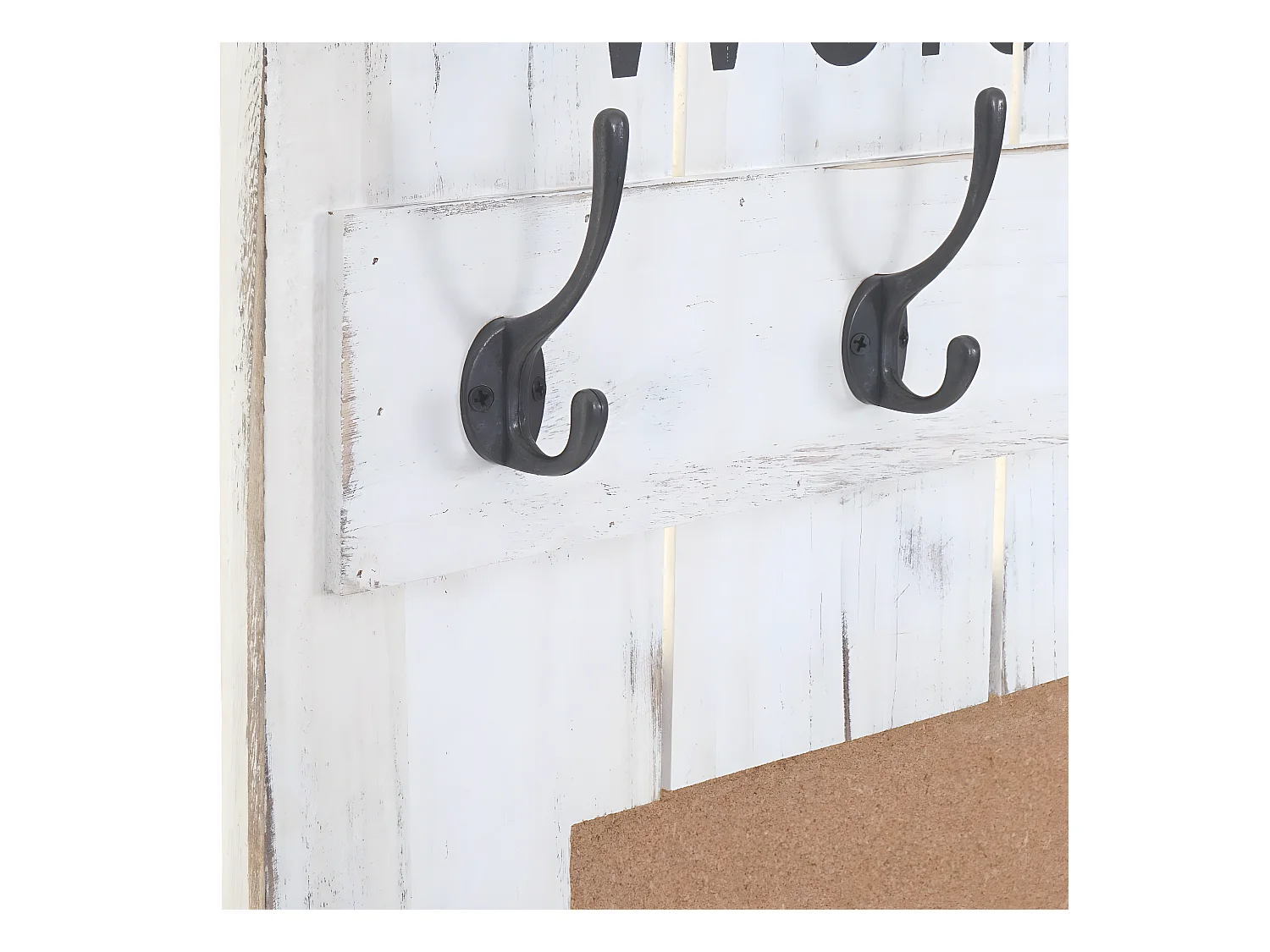 Portemanteau mural MCW-C89 avec tableau d'affichage,  blanc shabby