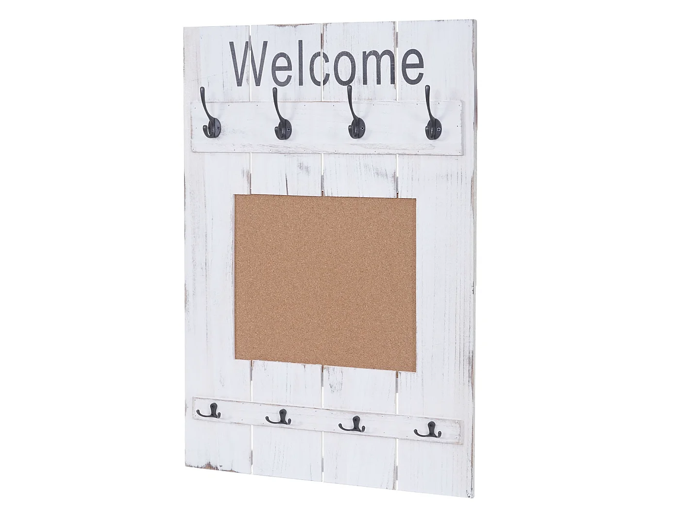 Portemanteau mural MCW-C89 avec tableau d'affichage,  blanc shabby