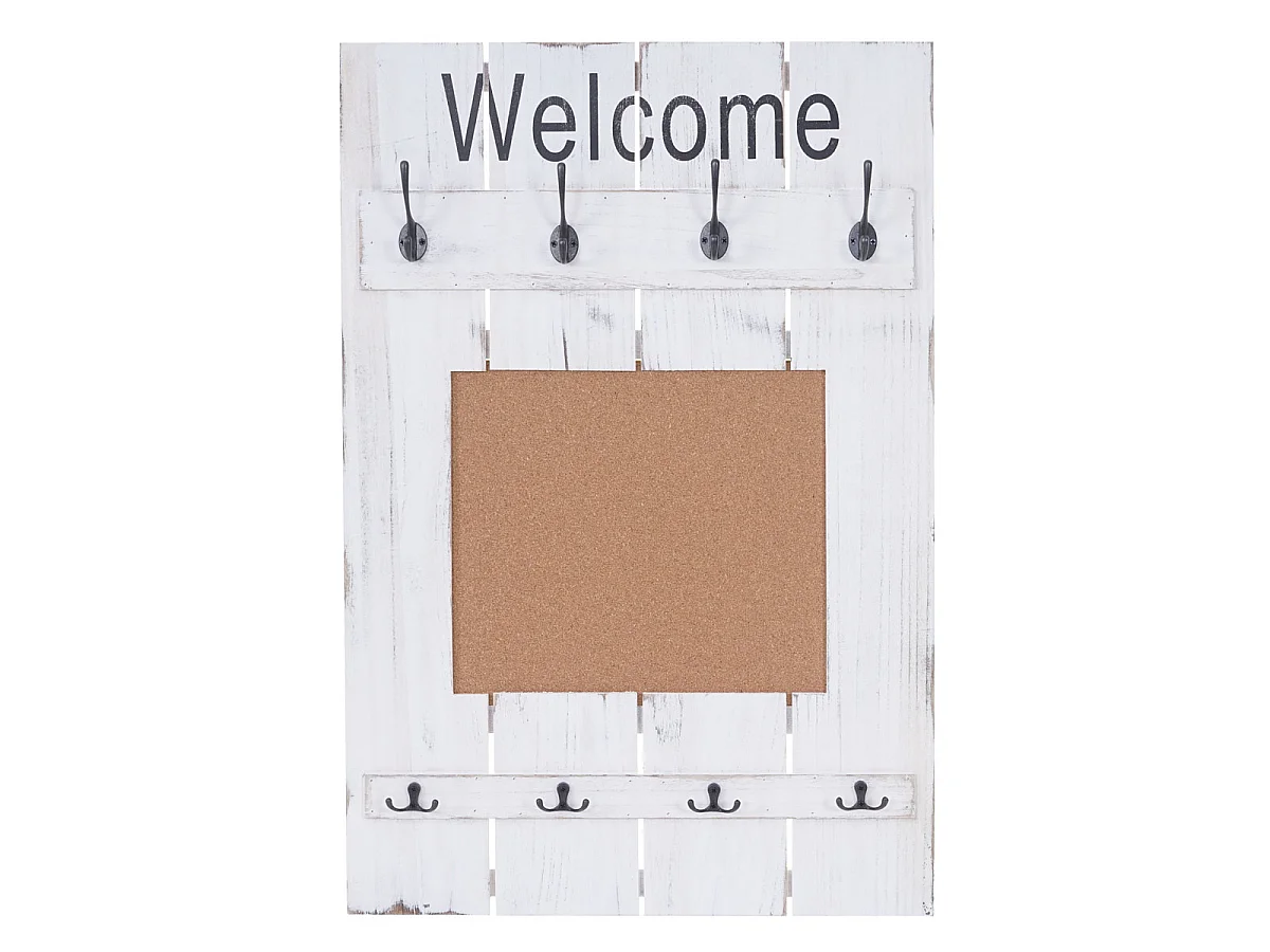 Portemanteau mural MCW-C89 avec tableau d'affichage,  blanc shabby