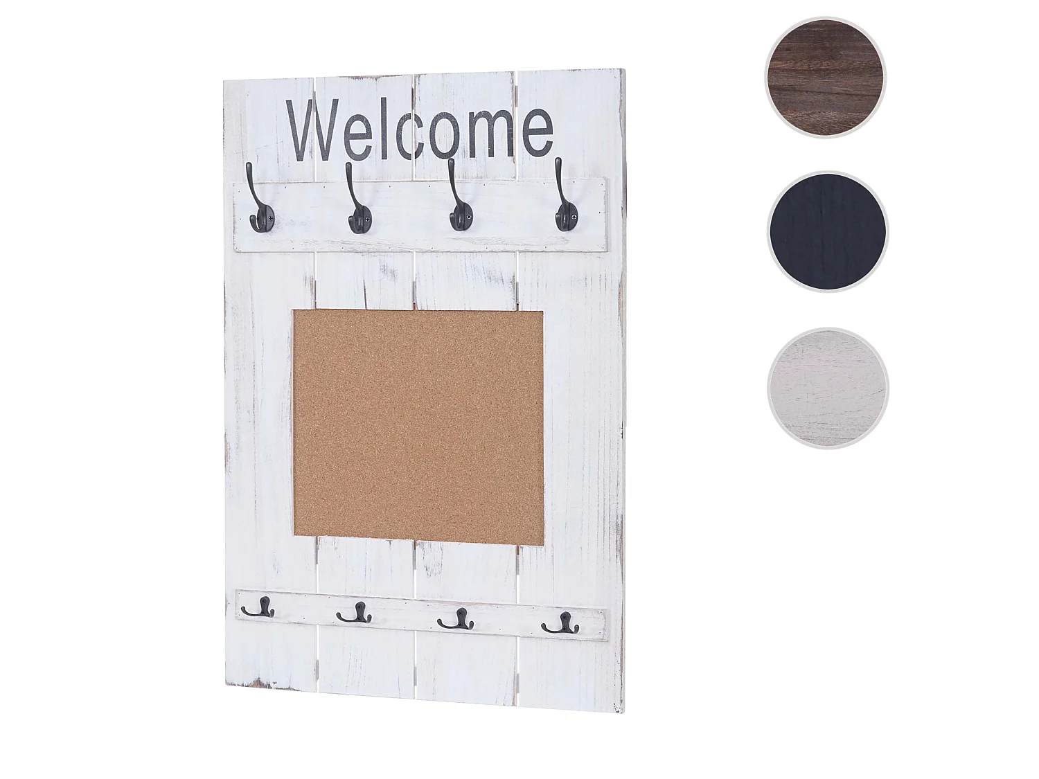 Portemanteau mural MCW-C89 avec tableau d'affichage,  blanc shabby