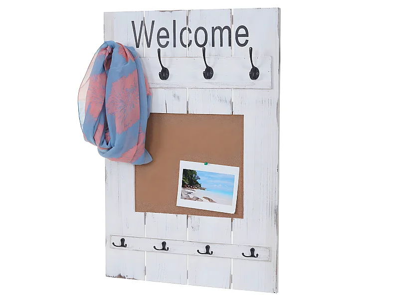 Bengaleiro de parede MCW-C89 com quadro de pinos,  branco, gasto