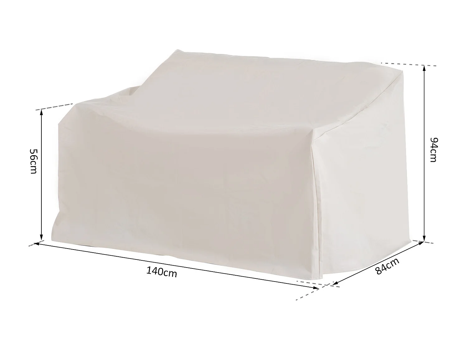 Housse de protection mobilier de jardin bâche étanche 140L x 84l x 56/94H cm oxford haute densité 600D beige
