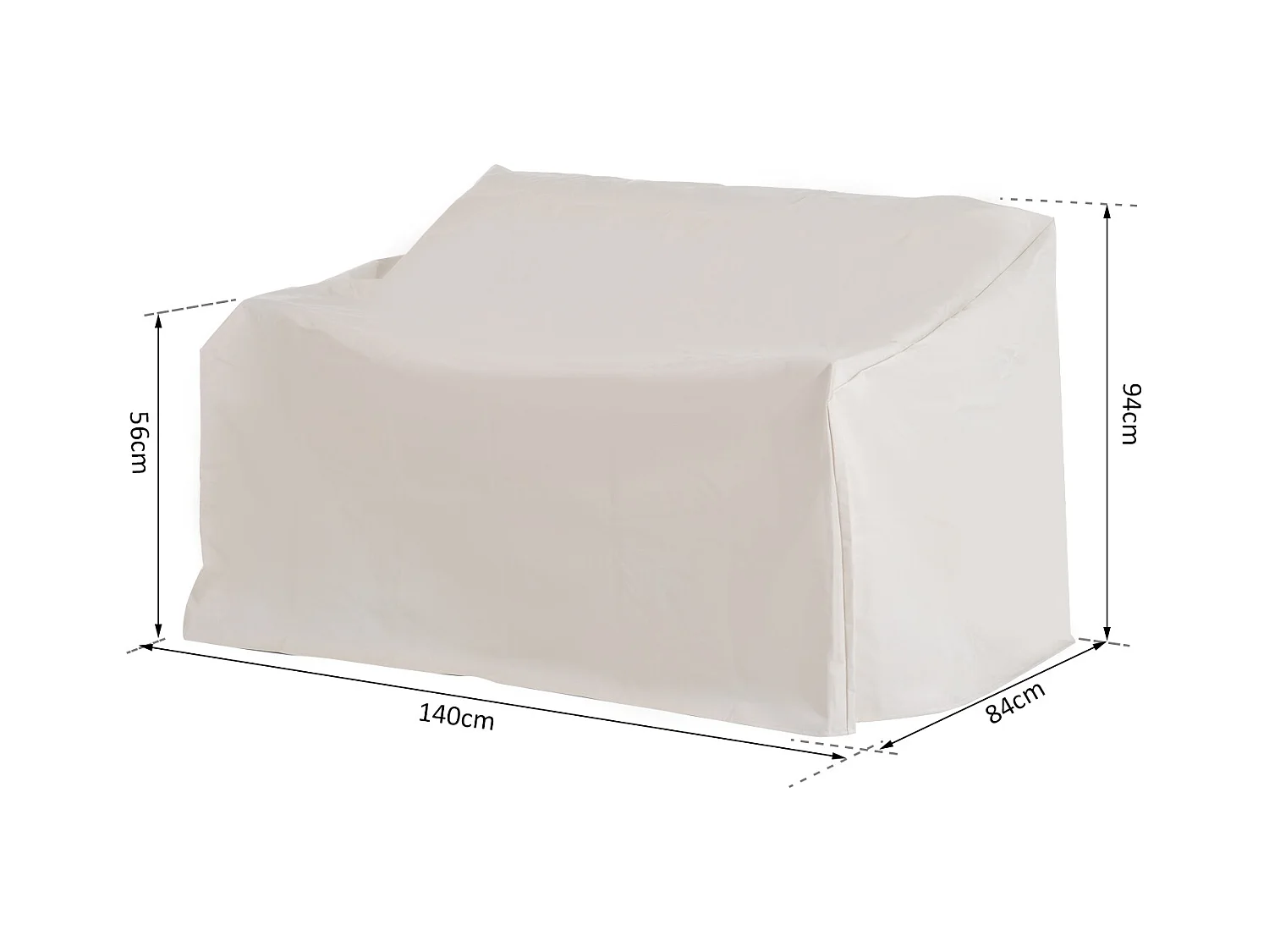 Housse de protection mobilier de jardin bâche étanche 140L x 84l x 56/94H cm oxford haute densité 600D beige