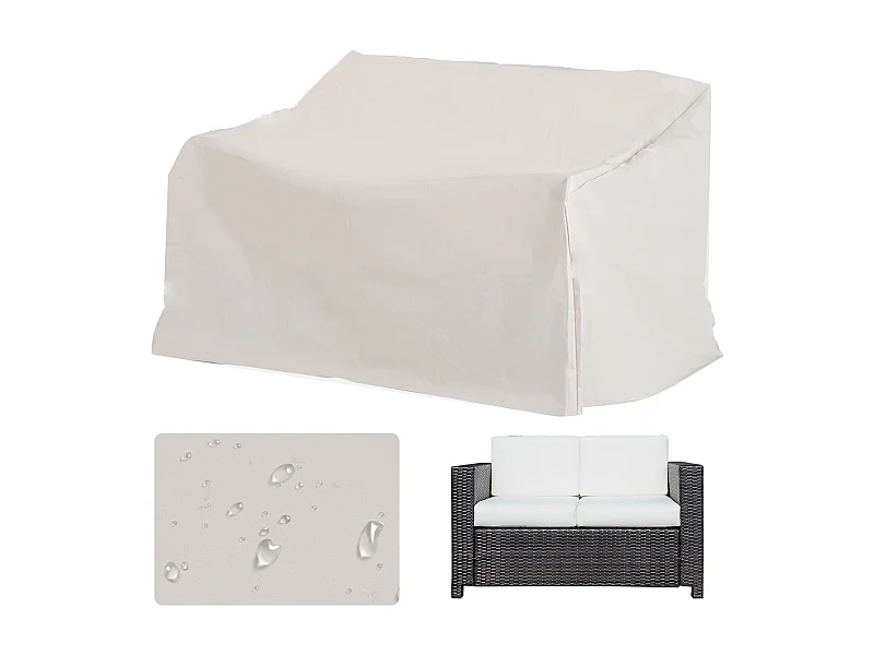 Housse de protection mobilier de jardin bâche étanche 140L x 84l x 56/94H cm oxford haute densité 600D beige