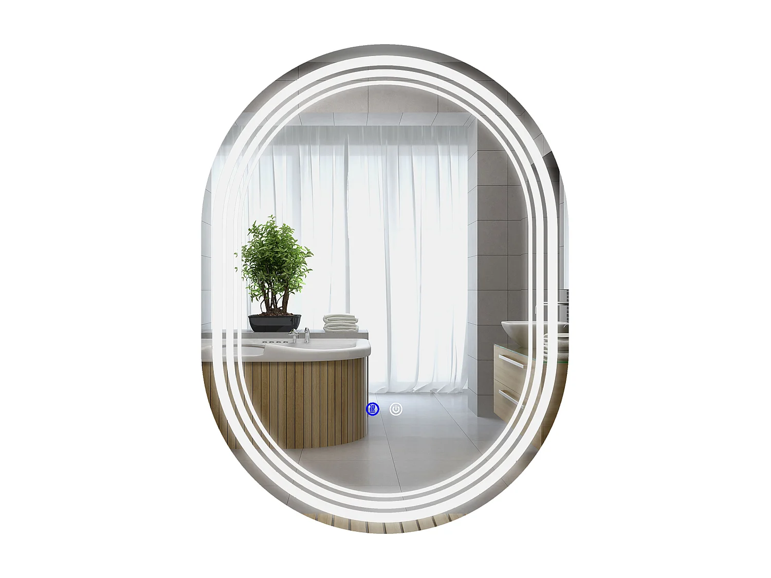 Miroir LED mural de salle de bain - 50L x 70H cm - luminosité réglable 3 couleurs - interrupteur tactile - système antibué