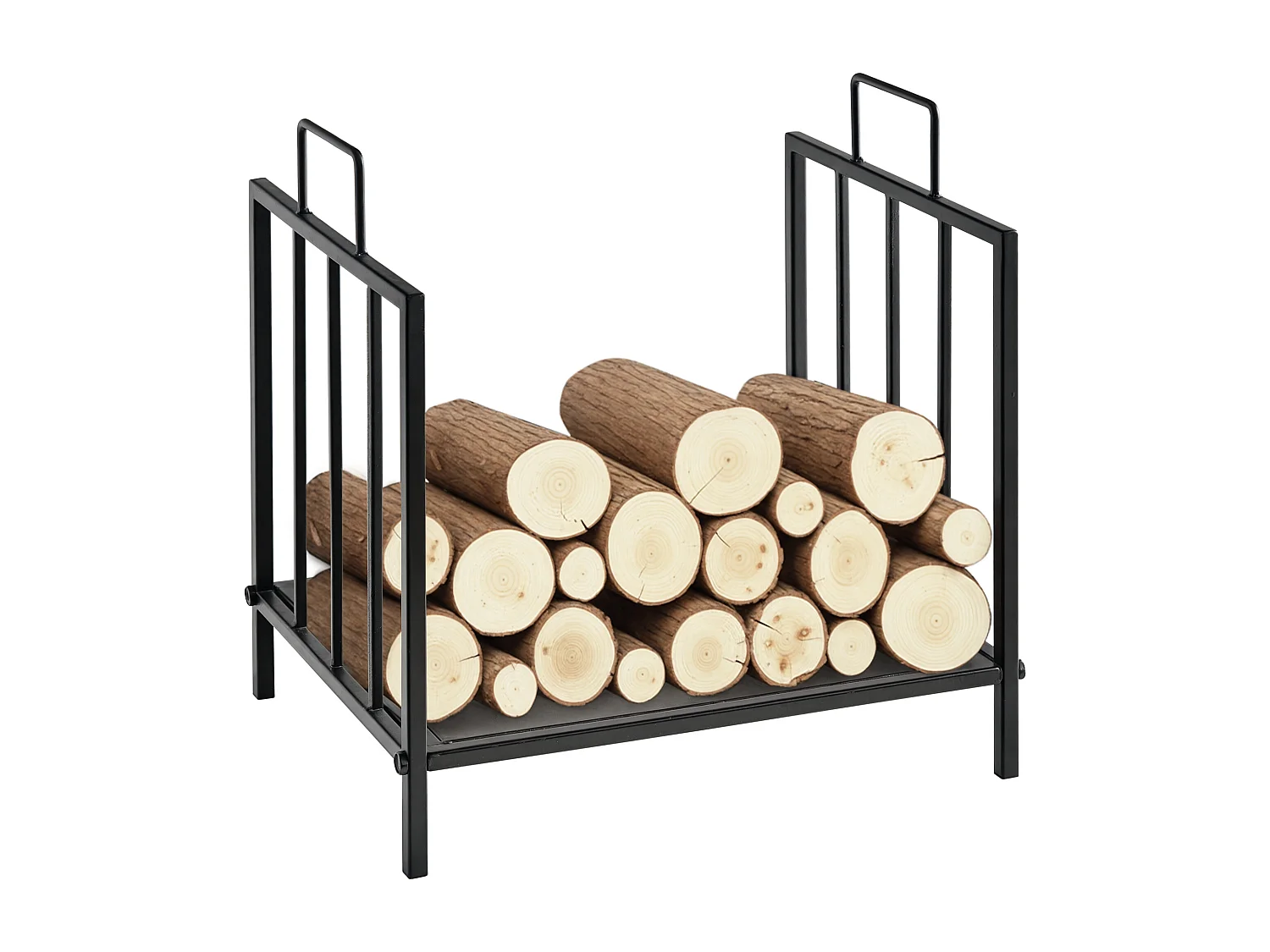 HOMCOM Etagère porte bois de cheminée porte-bûches charge max. 15 Kg dim. 44L x 33l x 46H cm métal époxy noir