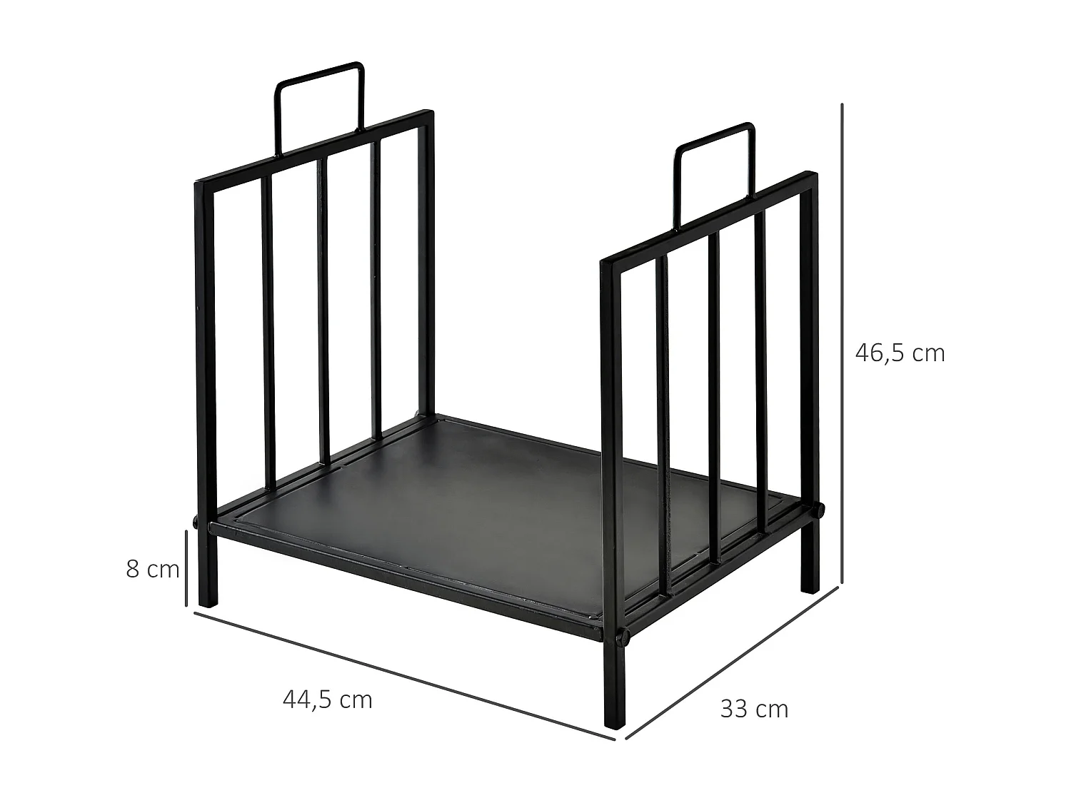 HOMCOM Etagère porte bois de cheminée porte-bûches charge max. 15 Kg dim. 44L x 33l x 46H cm métal époxy noir