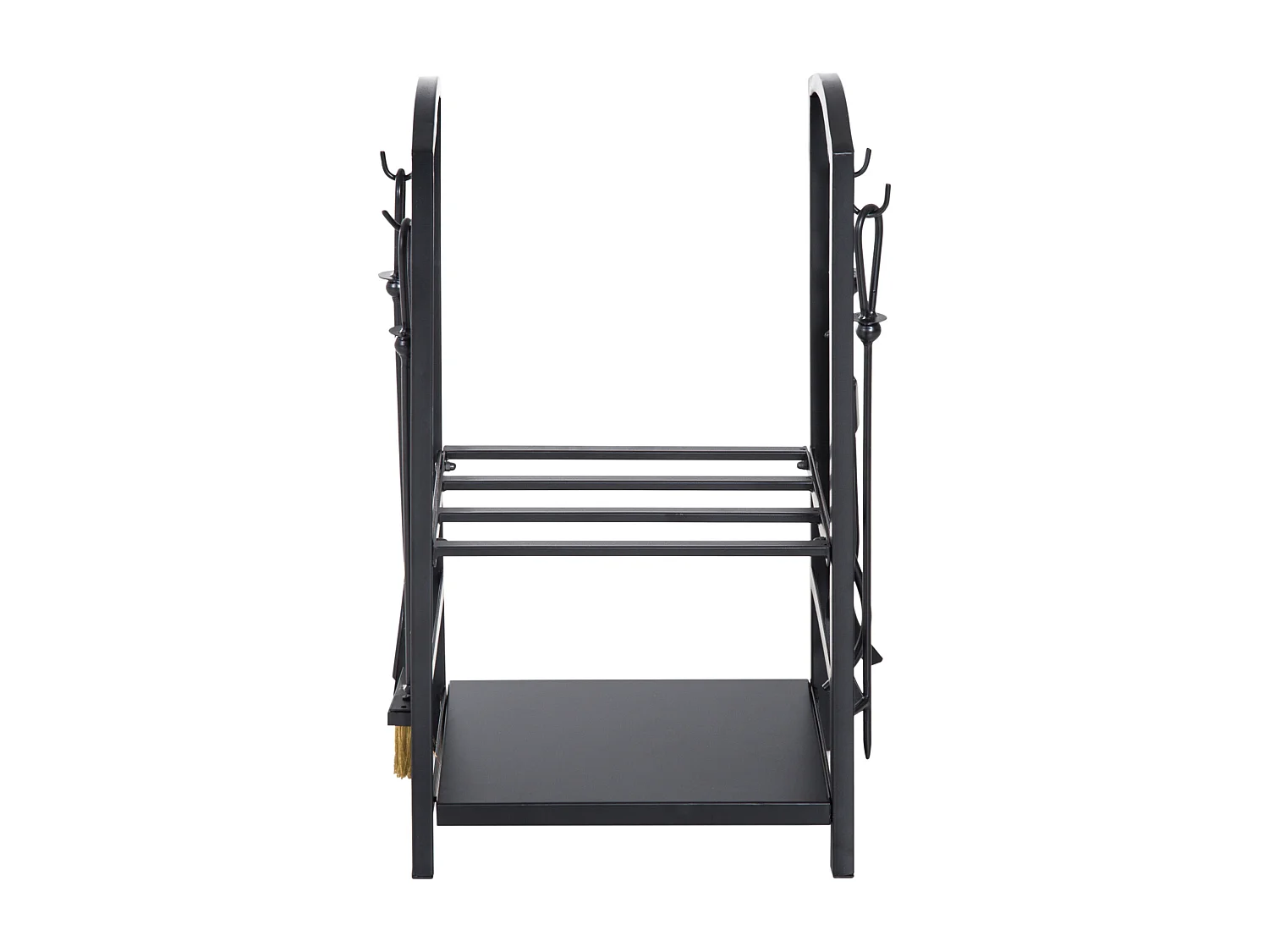 Serviteur de cheminée - porte bûches - range bûches multi accessoires 2 étagères 40L x 30l x 75H cm métal noir