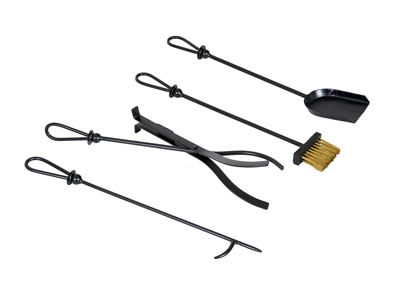 Serviteur de cheminée - porte bûches - range bûches multi accessoires 2 étagères 40L x 30l x 75H cm métal noir