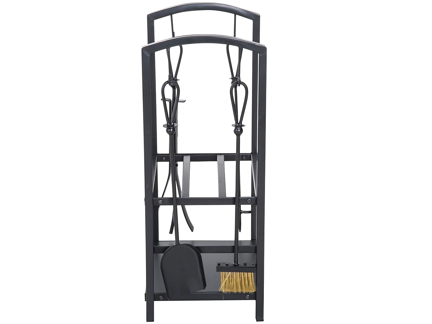 Serviteur de cheminée - porte bûches - range bûches multi accessoires 2 étagères 40L x 30l x 75H cm métal noir