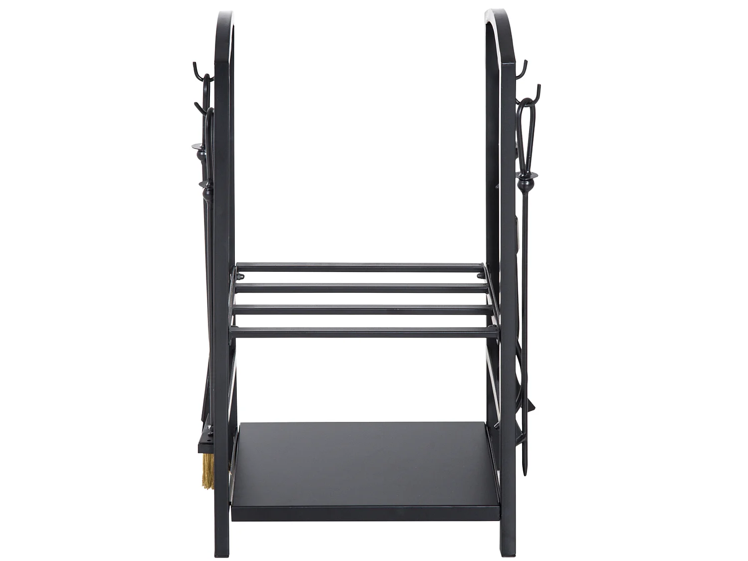 Serviteur de cheminée - porte bûches - range bûches multi accessoires 2 étagères 40L x 30l x 75H cm métal noir