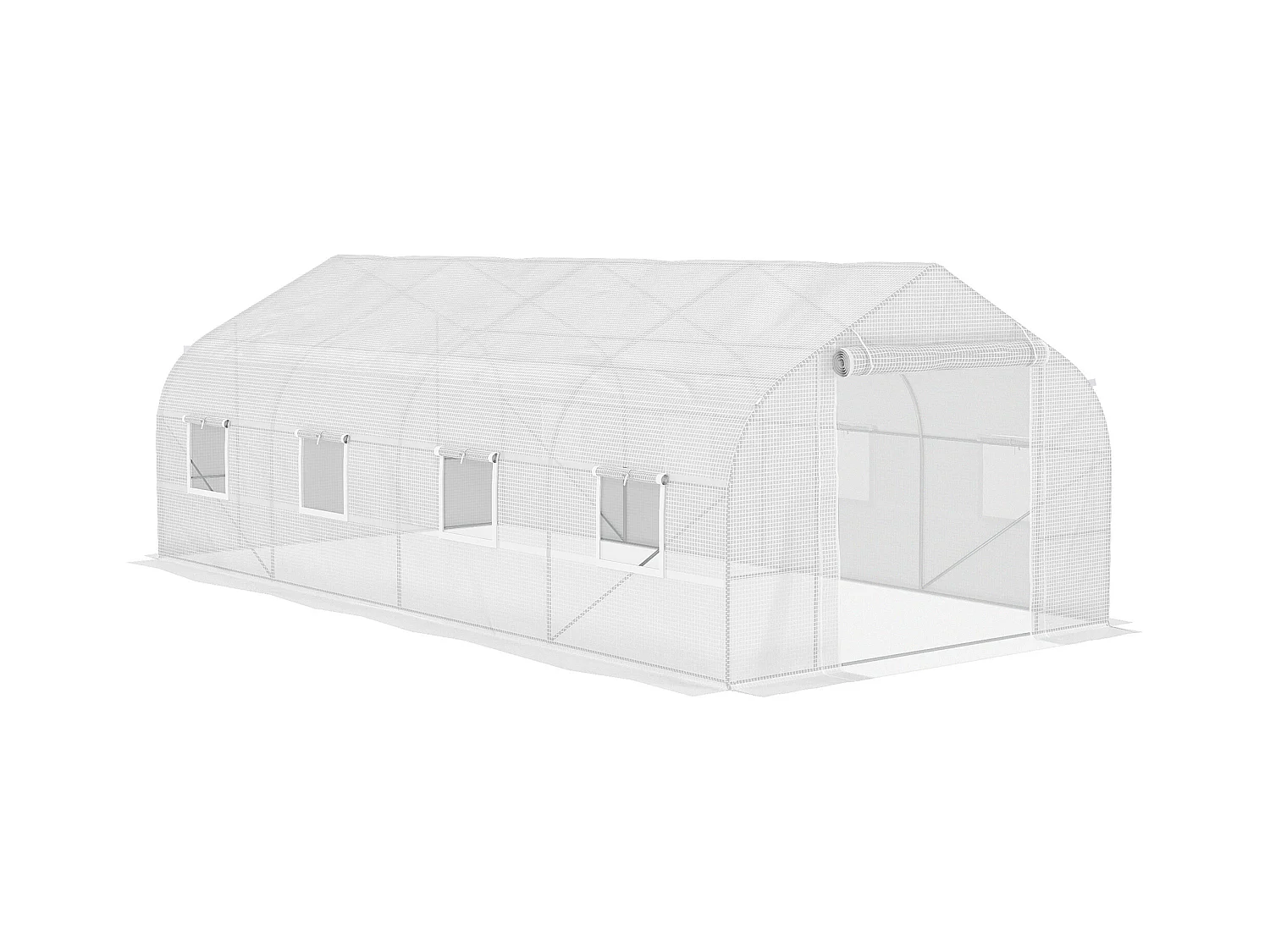 Serre tunnel grande taille 17,85 m² châssis tubulaire acier galvanisé renforcé 2,4 cm 8 fenêtres 1 porte