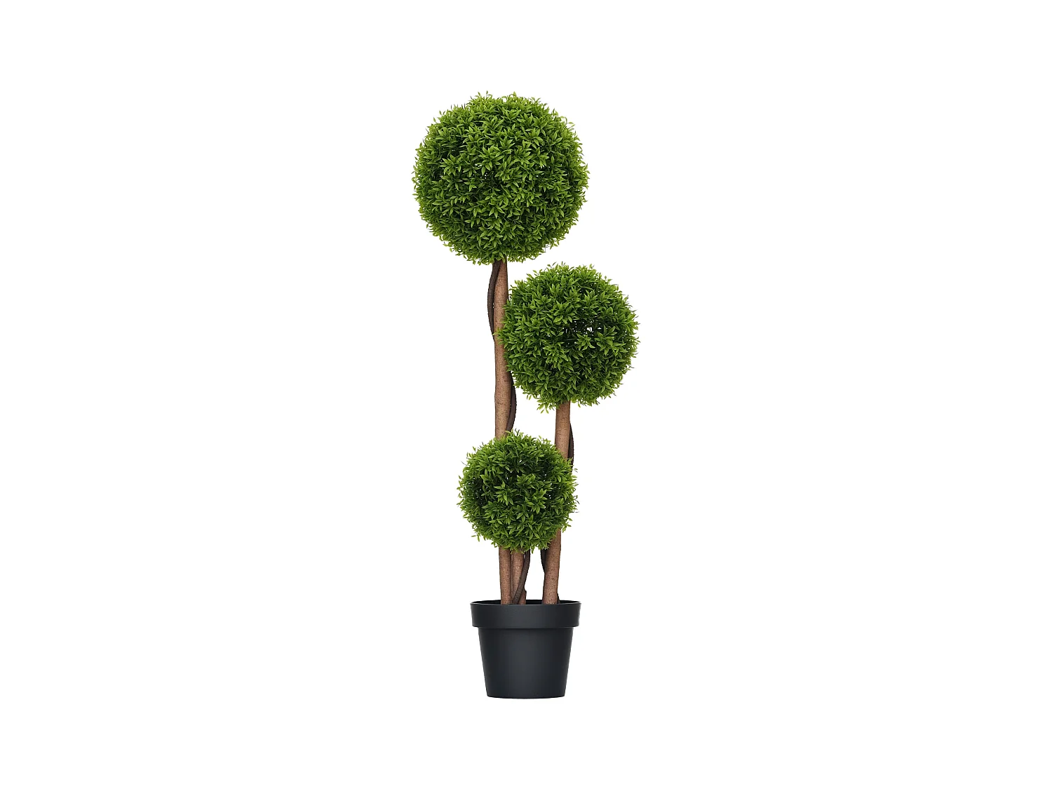 Buis artificiel topiaire artificielle 3 boules H. 110 cm pot inclus