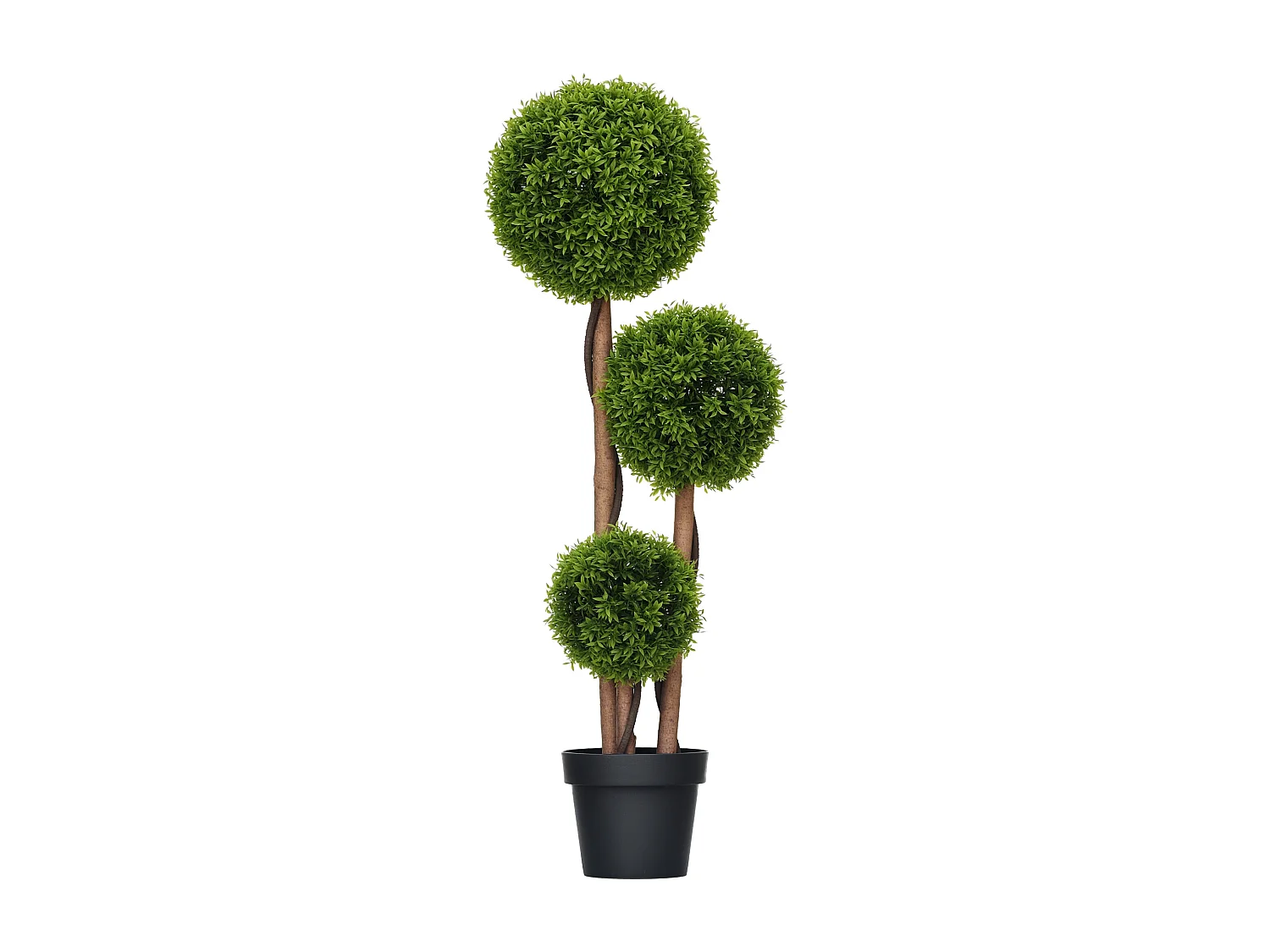 Buis artificiel topiaire artificielle 3 boules H. 110 cm pot inclus