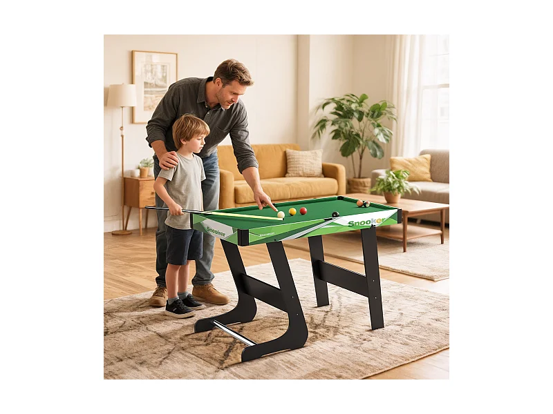 Mini table de billard pliable avec accessoires - dim. 104L x 55,5l x 68H cm - acier MDF noir vert