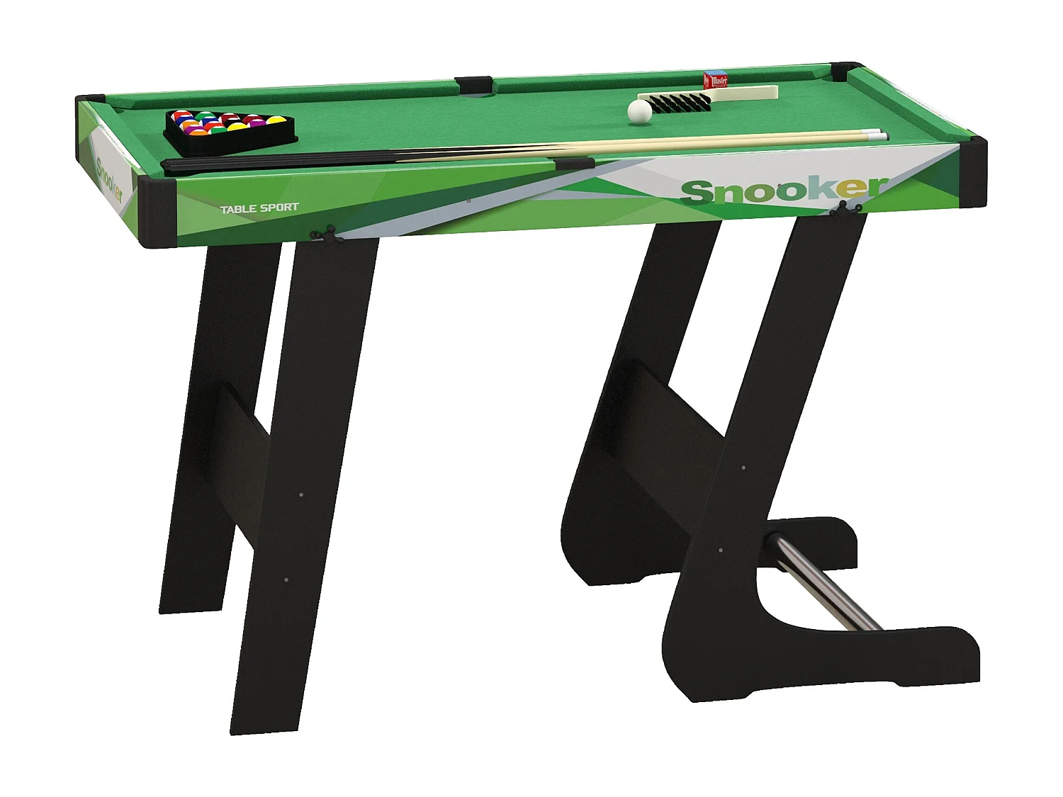 Mini table de billard pliable avec accessoires - dim. 104L x 55,5l x 68H cm - acier MDF noir vert