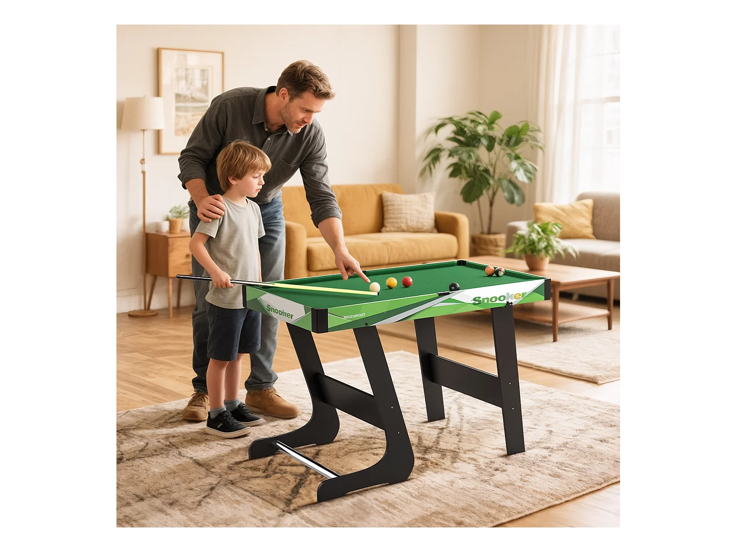 Mini table de billard pliable avec accessoires - dim. 104L x 55,5l x 68H cm - acier MDF noir vert