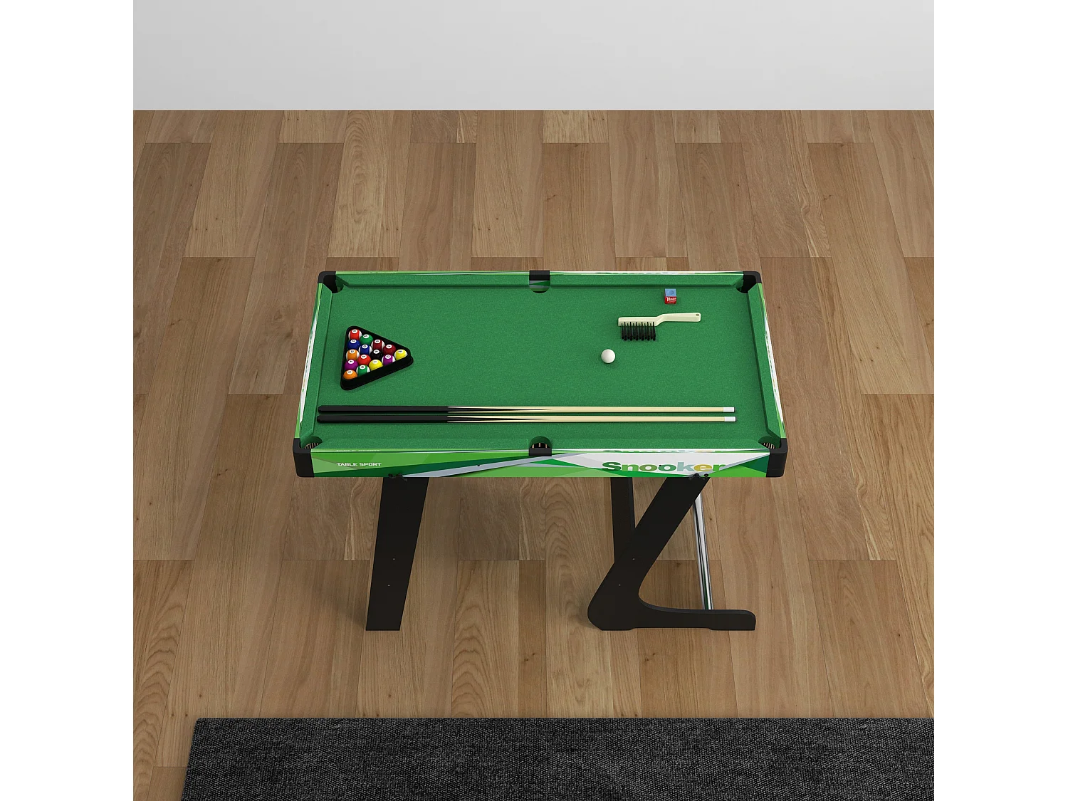 Mini table de billard pliable avec accessoires - dim. 104L x 55,5l x 68H cm - acier MDF noir vert