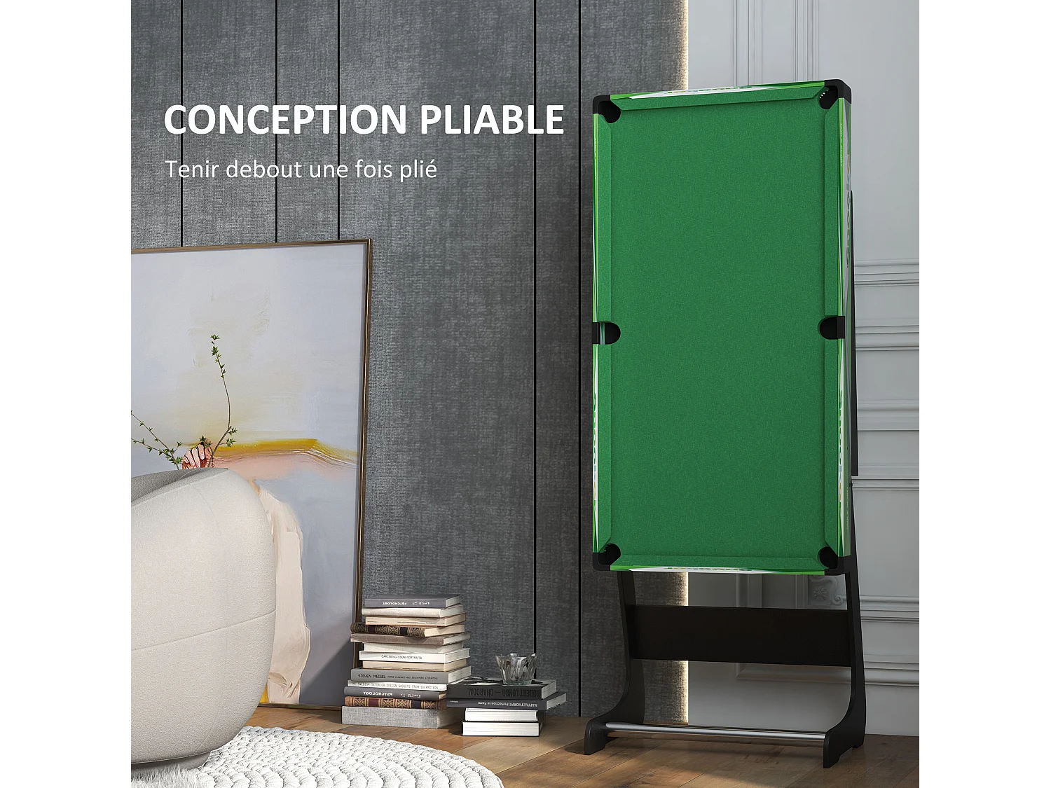 Mini table de billard pliable avec accessoires - dim. 104L x 55,5l x 68H cm - acier MDF noir vert