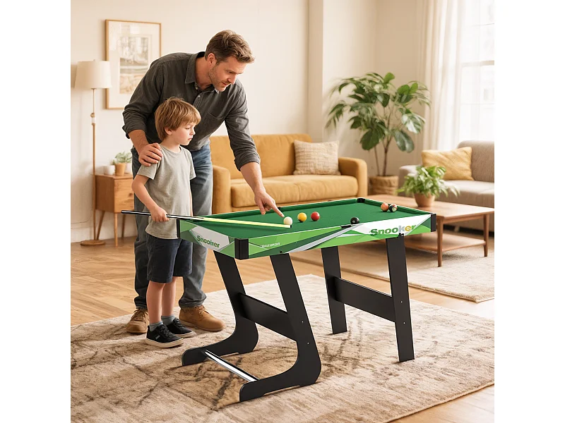 Mini table de billard pliable avec accessoires - dim. 104L x 55,5l x 68H cm - acier MDF noir vert