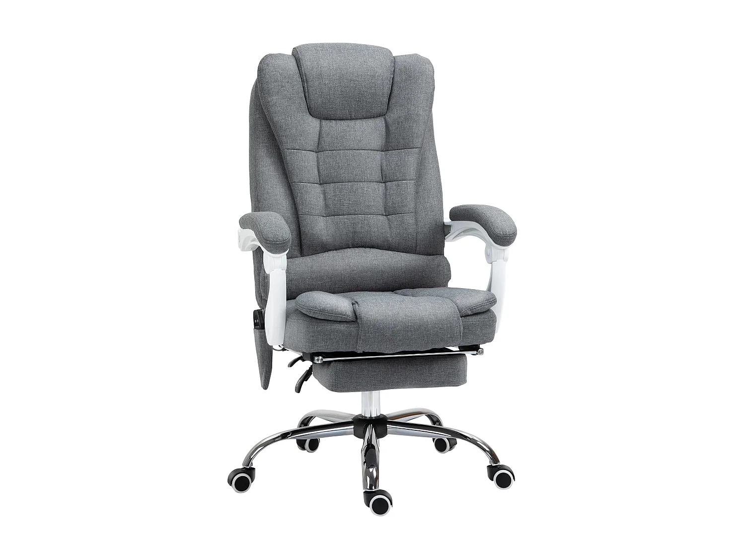 Fauteuil de bureau direction massant chauffant hauteur réglable dossier inclinable tissu gris