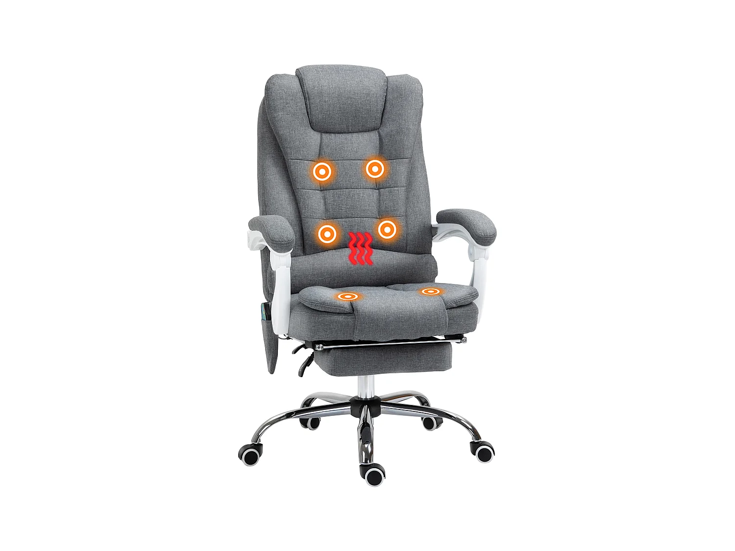 Fauteuil de bureau direction massant chauffant hauteur réglable dossier inclinable tissu gris