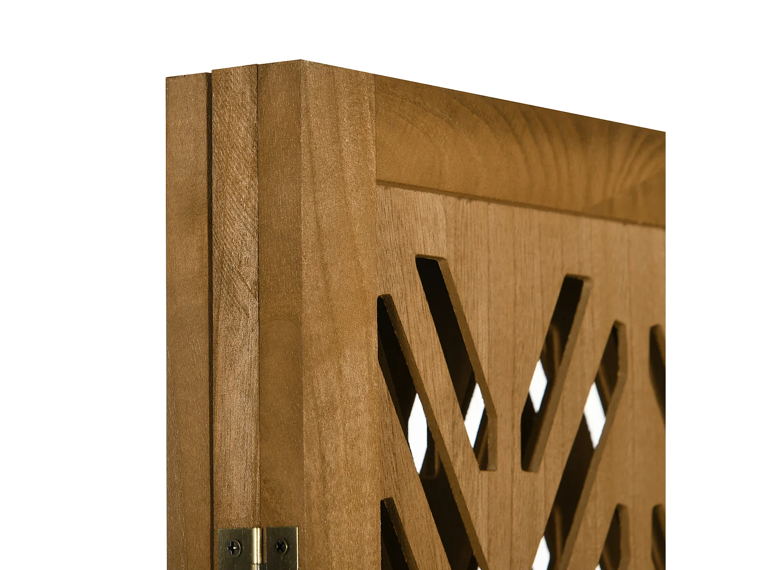 Paravent intérieur ajouré 3 panneaux pliables séparateur de pièce bois de paulownia verni