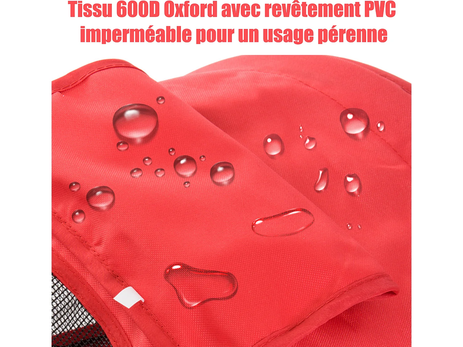 Poussette buggy pour chiens 75L x 46l x 94H cm pliable imperméable tissu 600D Oxford 4 roues rouge