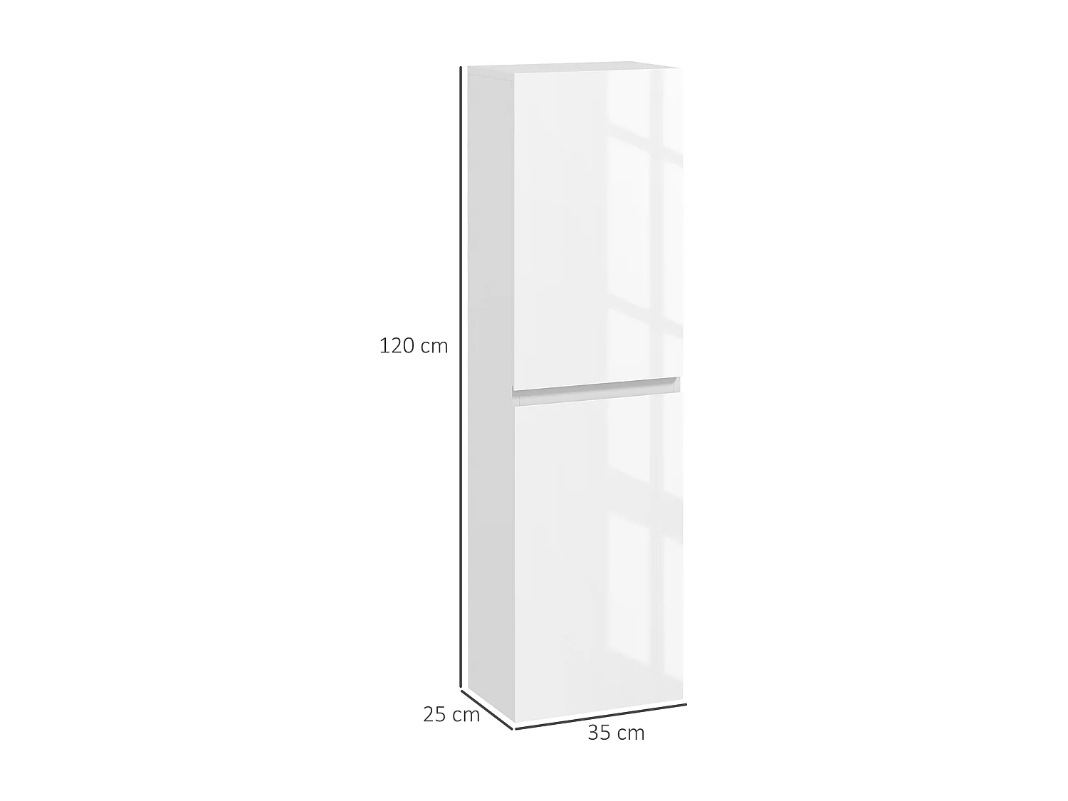 Meuble colonne rangement salle de bain style contemporain façade laquée 2 portes étagères blanc