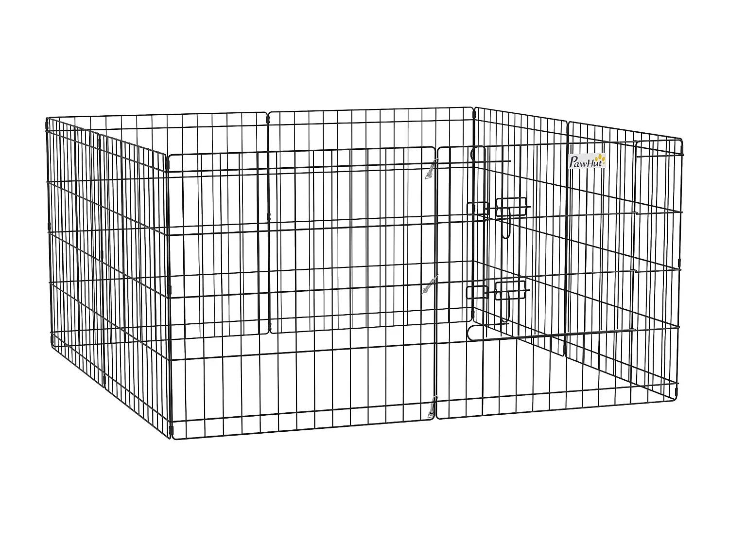 Parc enclos modulable pour chien animaux porte verrouillable 8 panneaux dim. panneau 61L x 61H cm métal noir