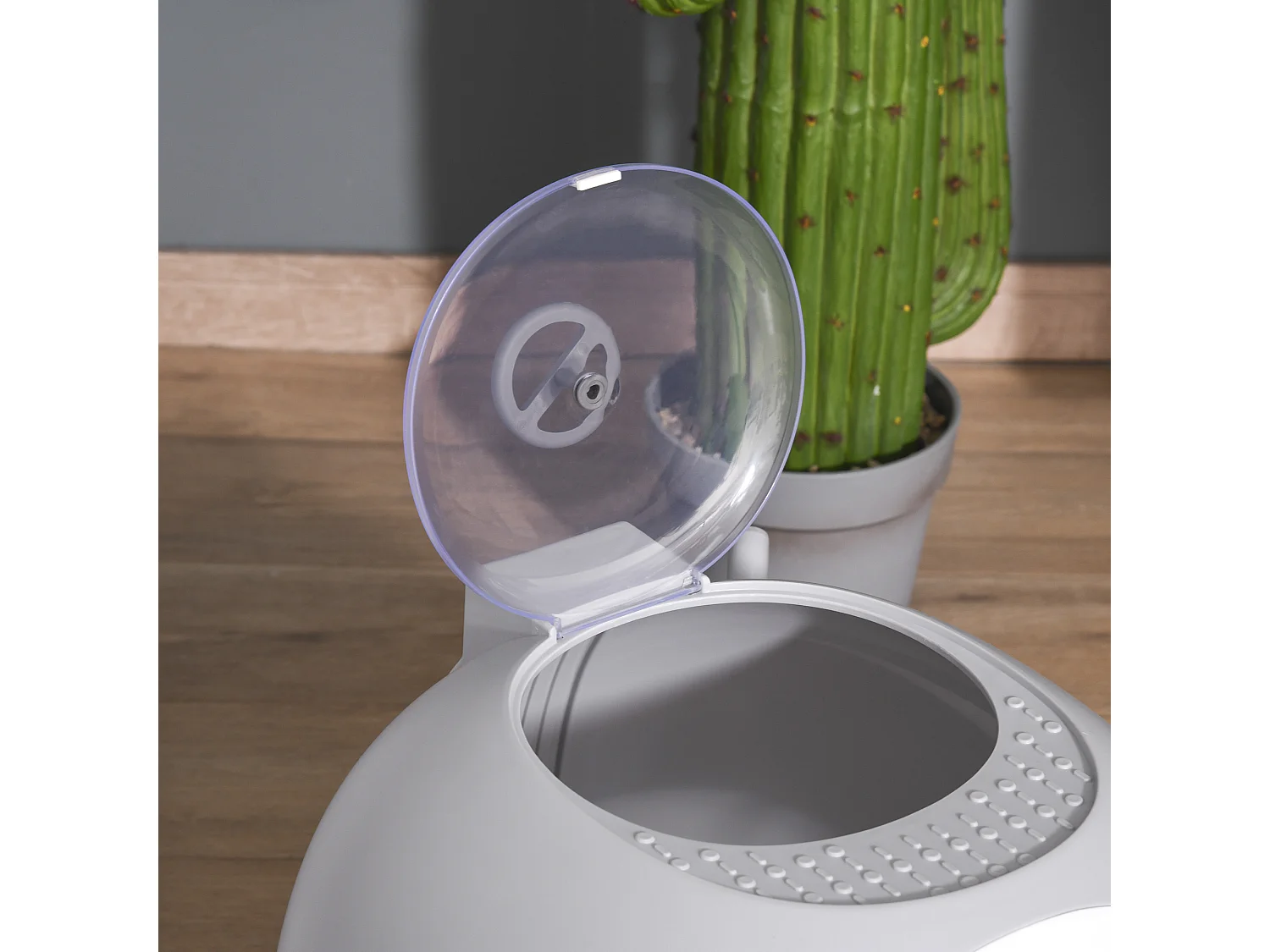 Maison de toilette portable pour chat tiroir à litière coulissant porte battante lucarne + pelle fournis dim. 47L x 55l x 44H cm gris